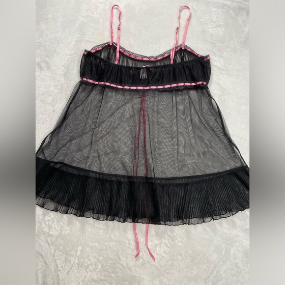 Women’s Y2K Medium Victoria Secret Black and Pink lace Babydoll Slip Dress - Picture 14 of 16